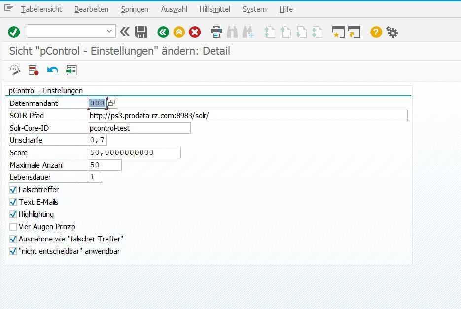 Einstellungsmoeglichkeiten in Sanktionslistensoftware pControl