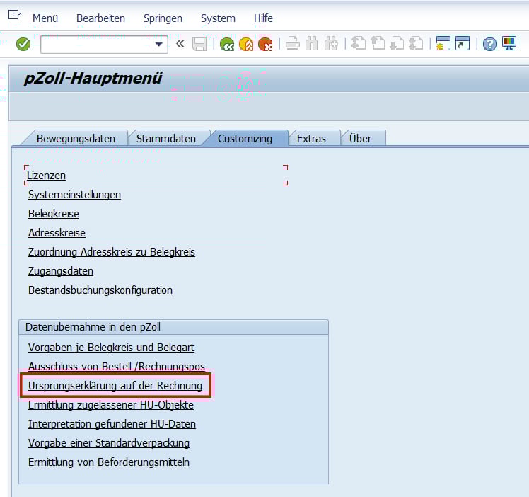 Ursprungserklärung auf der Rechnung