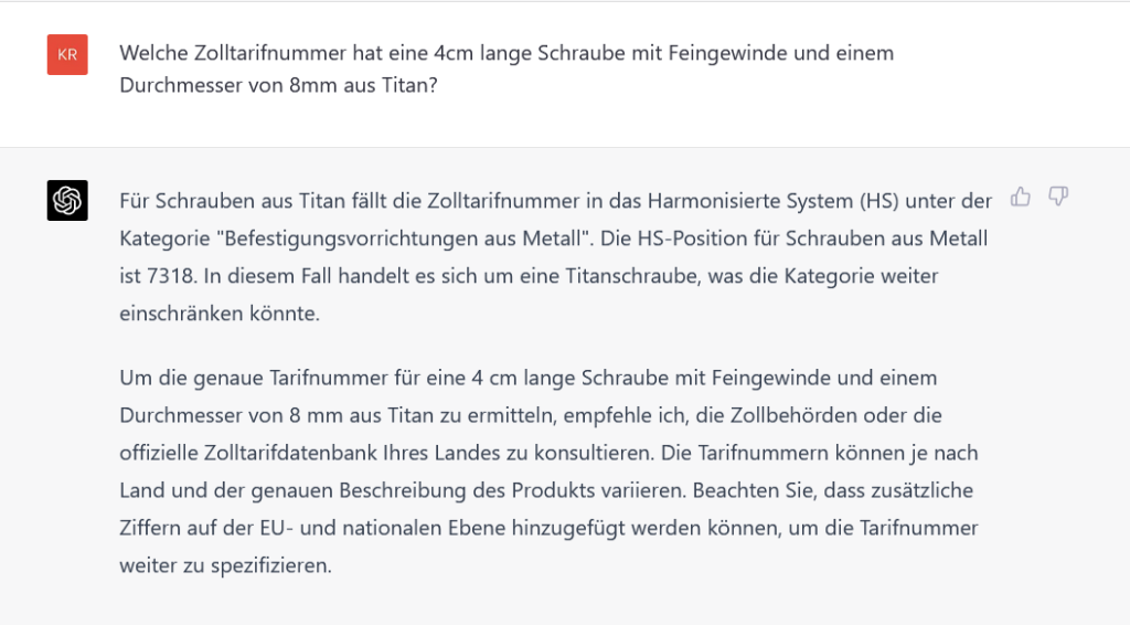 ChatGPT Chat-Screenshot